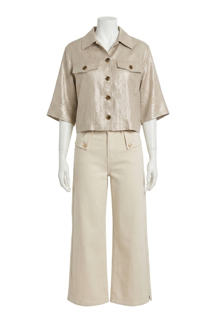 NEW JOSEPH RIBKOFF stretch culotte jeans in griege